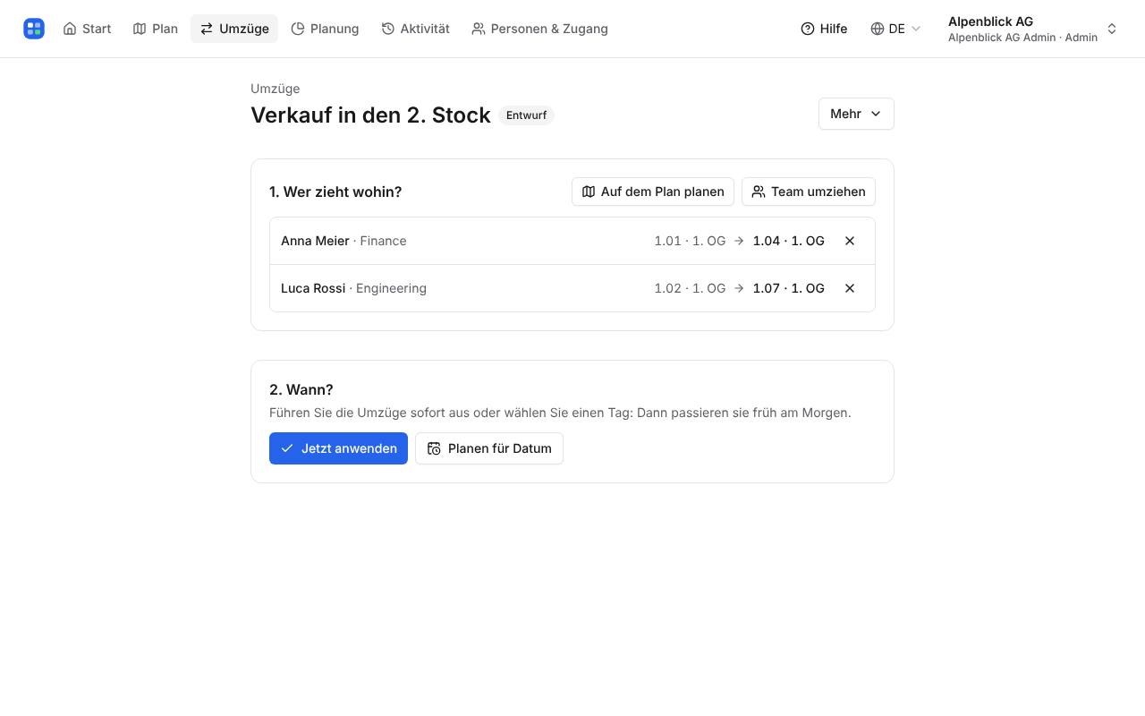 Prüfen und Datum wählen