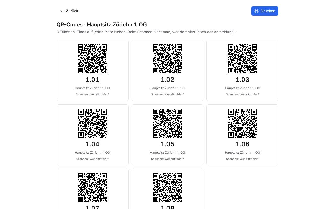 QR-Etiketten für Plätze