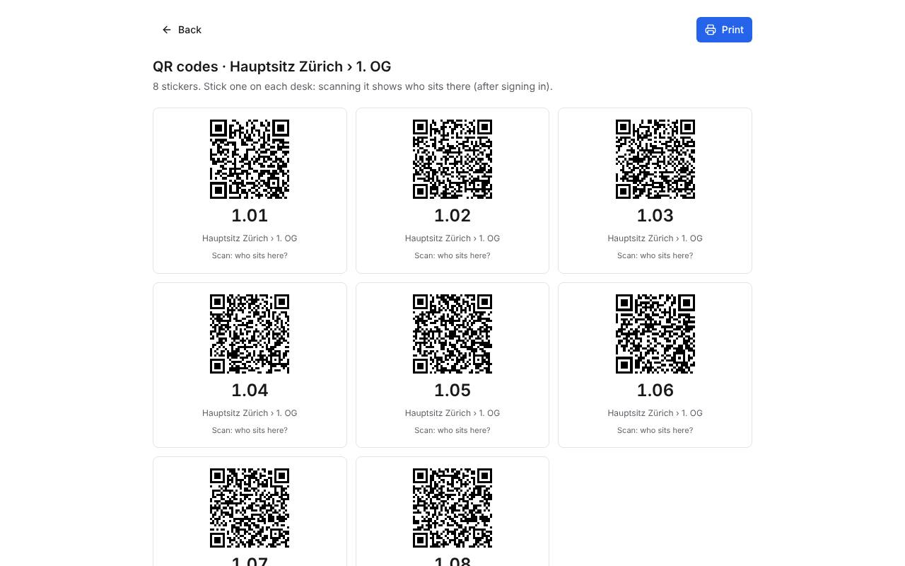 QR stickers for desks