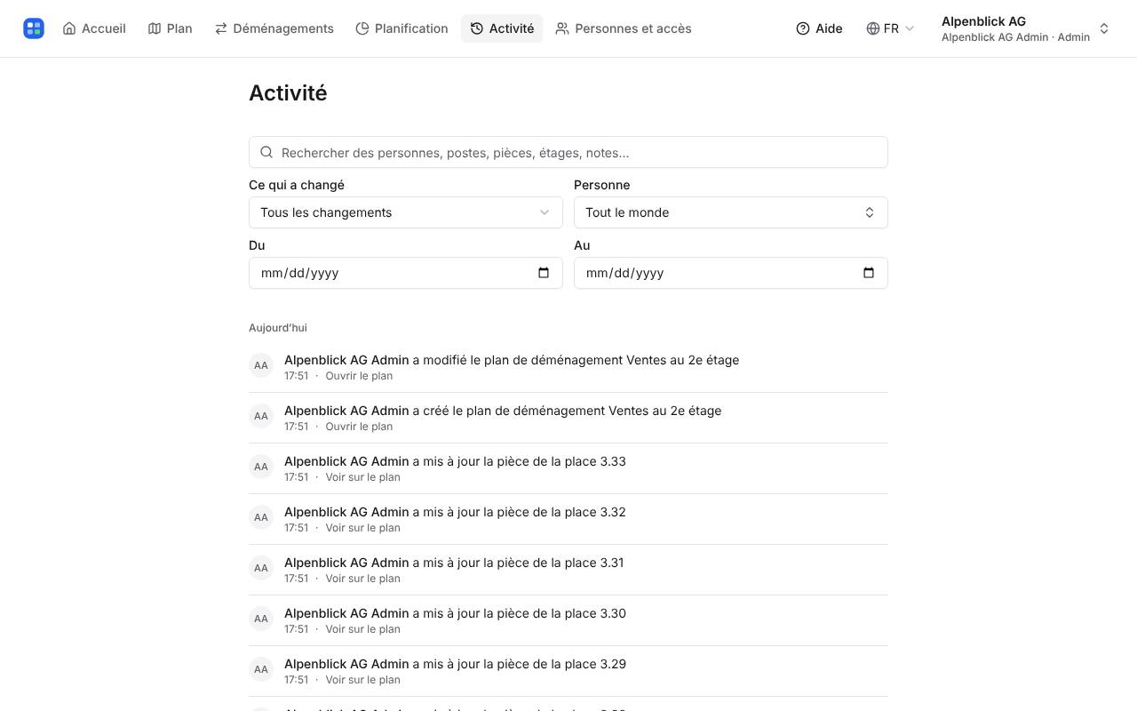 Activité : qui a changé quoi