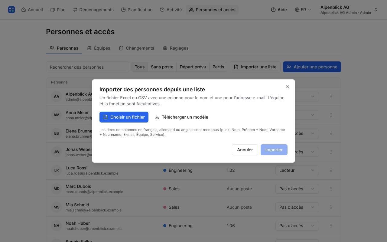 Importer une liste Excel